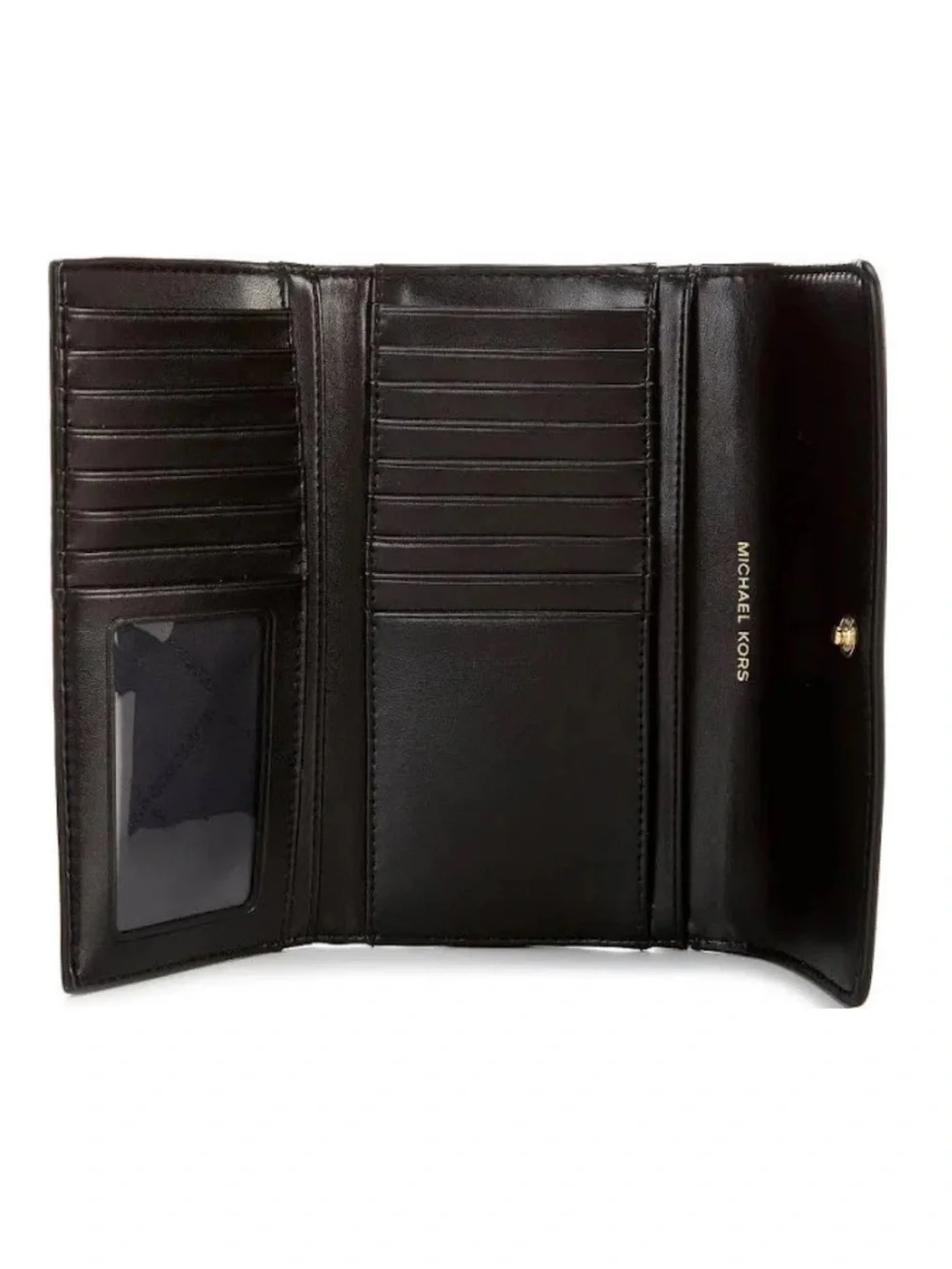 Michael Kors Women's Jet Set Charm Large Leather Trifold Wallet Black